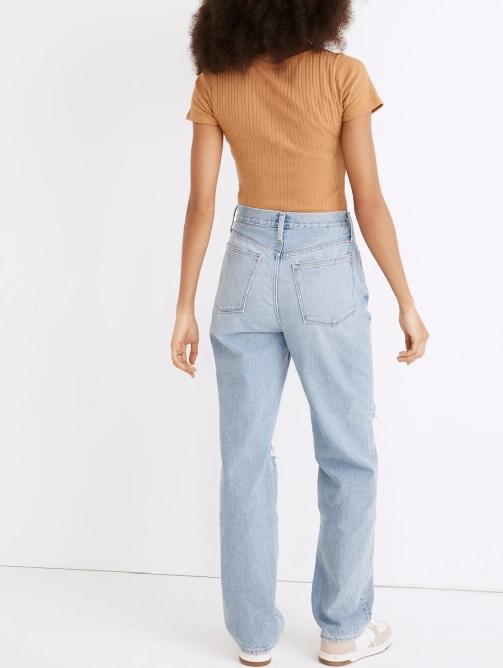 Madewell Petite Baggy Straight Jeans in Earlhurst Wash: Ripped Edition Size 24P - Picture 3 of 11